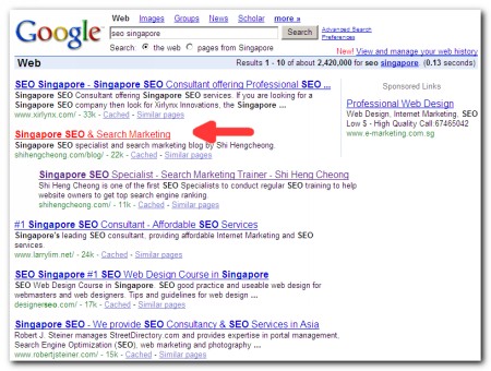 SEO Singapore Ranking