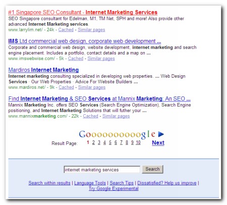 Internet marketing services