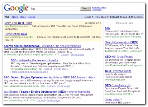 SEO results at google.com with gl=uk